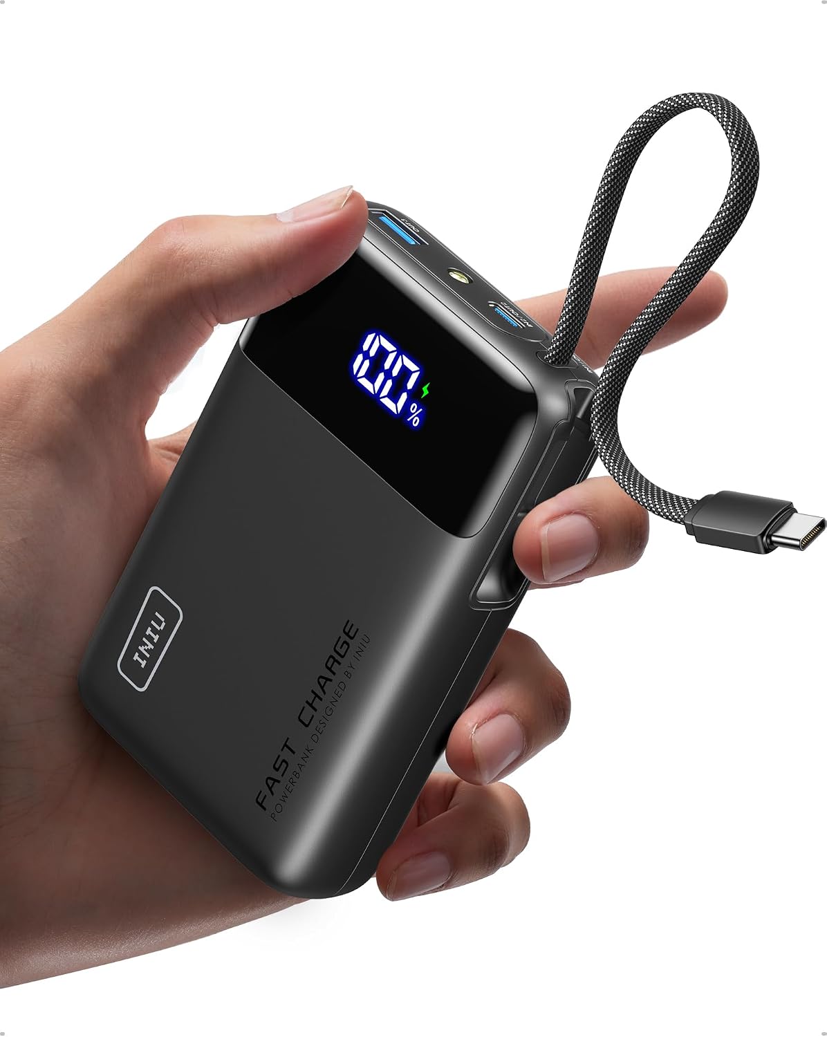 INIU de 20 000 mAh e 45 W com cabo integrado