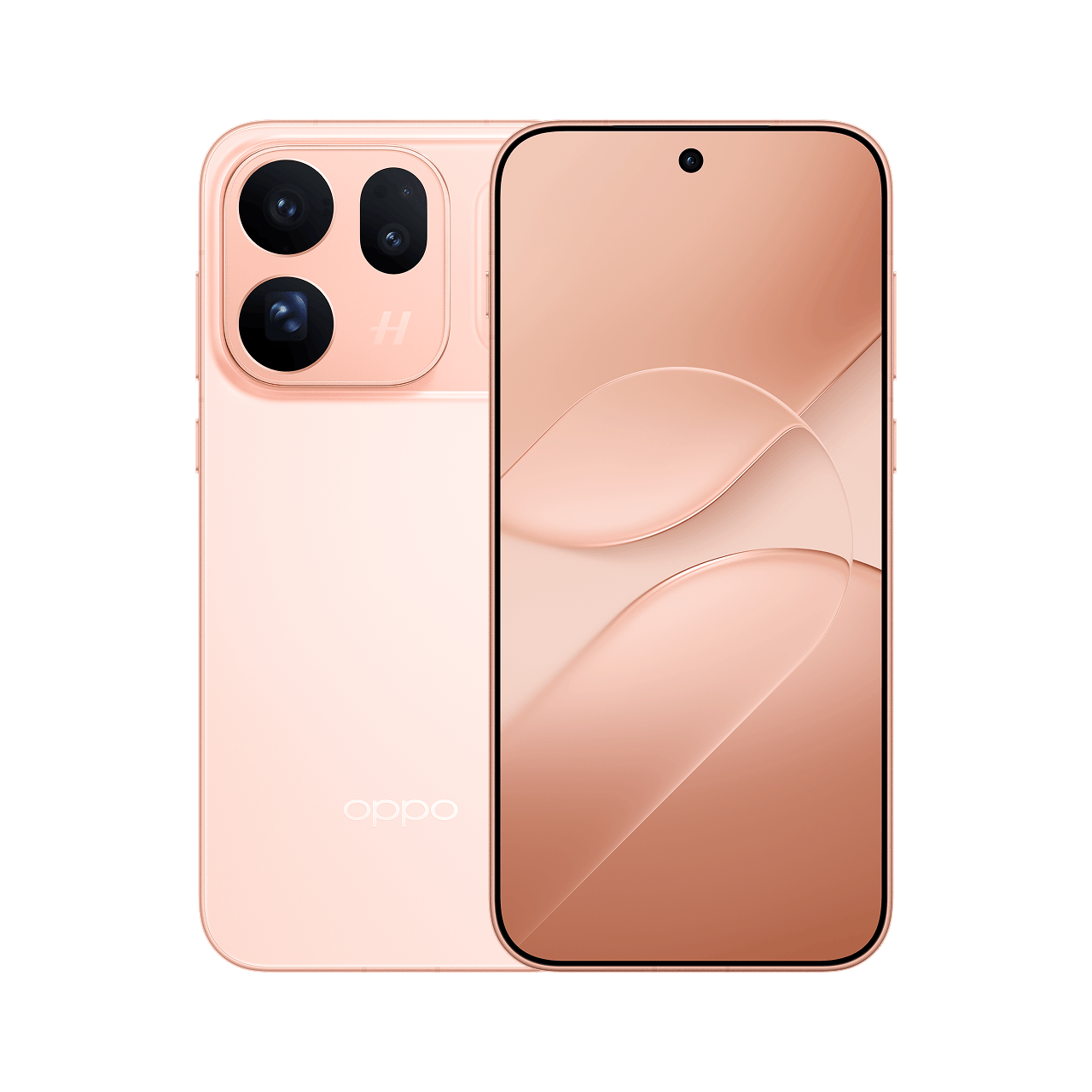 OPPO Find X10 Rosa Coral — frente e traseira, imagem oficial